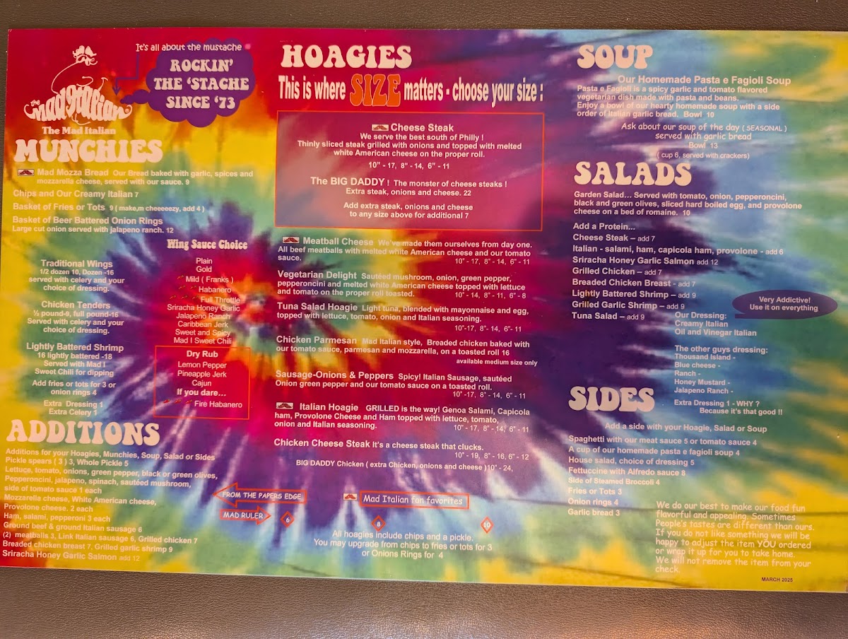 The Mad Italian Menu - Image 1